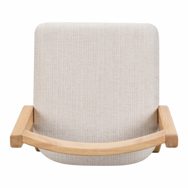 Jasper Indoor Rubberwood Bar Stools with Beige Upholstery and Dark Brown Finish, Set of 2