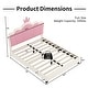 preview thumbnail 3 of 43, Cute Girl Princess Bed with Crown Headboard, PU Upholstered Platform Bed, Wood Panel Bed Low Profile Bed
