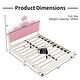 preview thumbnail 30 of 34, Cute Girl Princess Bed with Crown Headboard, PU Upholstered Platform Bed, Wood Panel Bed Low Profile Bed