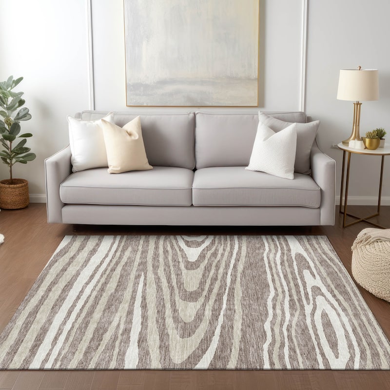 Machine Washable Indoor/ Outdoor Abstract Illusion Chantille Rug