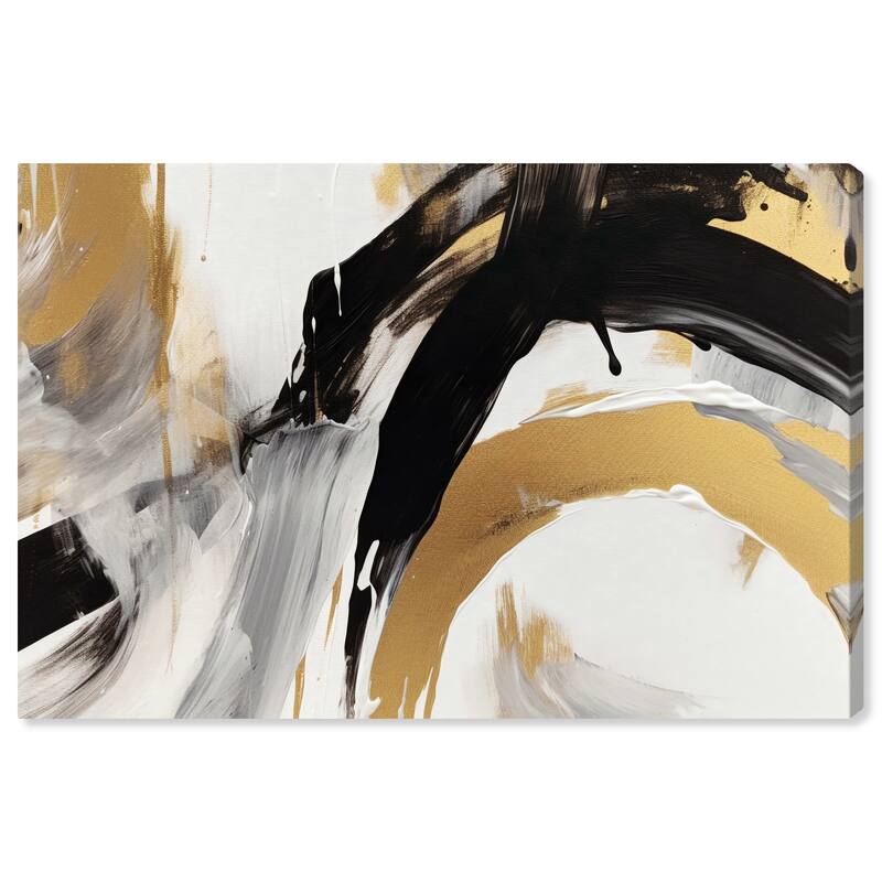 Wynwood Studio Abstract Golden Cascade Gold and Modern & Contemporary Wall Art Canvas Print