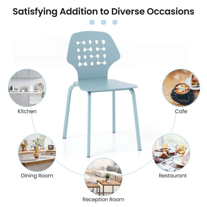 Costway Metal Dining Chair Set of 4 Armless Kitchen Hollowed Backrest - See Details