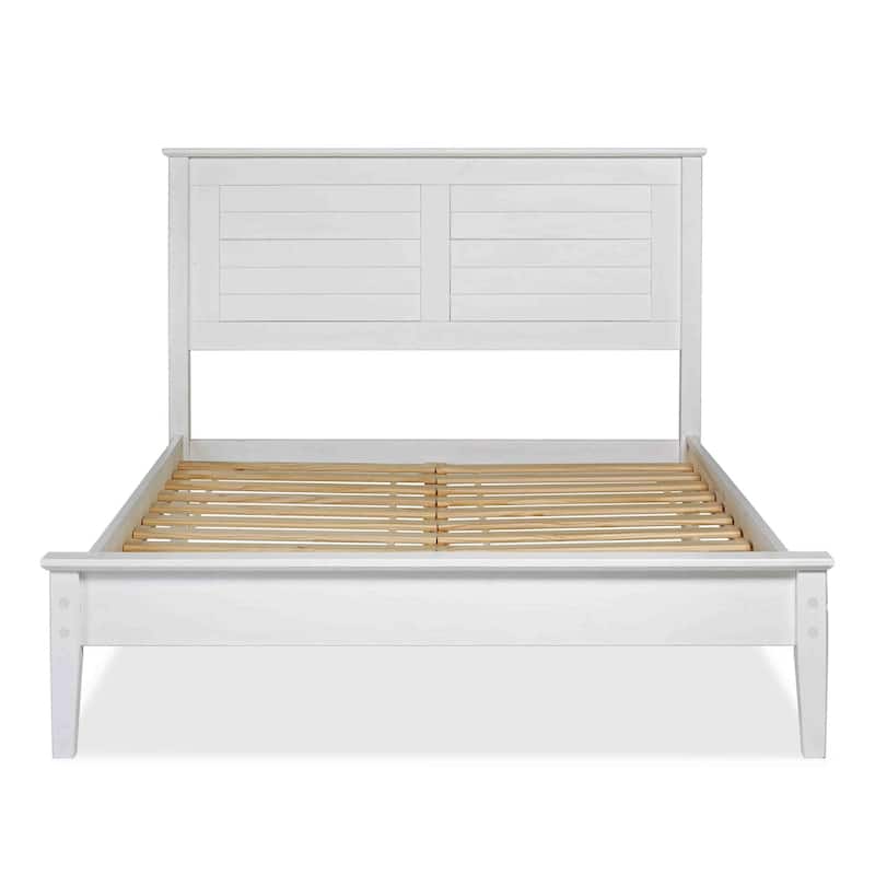 Grain Wood Furniture Greenport Louvered Solid Wood Platform Bed - Brushed White - Queen