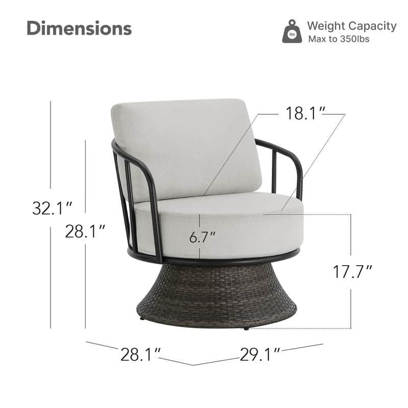 Spruce & Spring Patio Fruniture Outdoor Swivel Chair and Side Table
