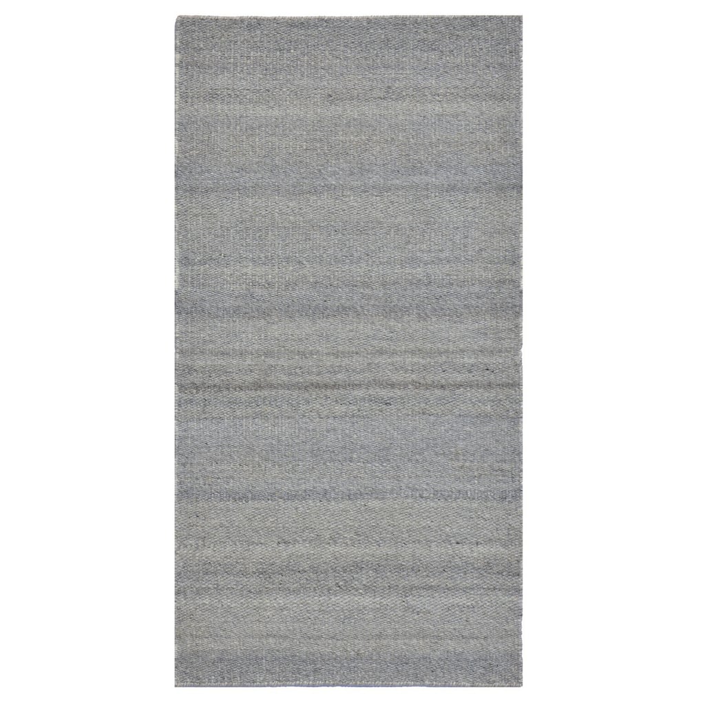 Gray Hand Woven Wool Viscose Modern Reversible Flat Weave 3' x 5' - Soft Brilliant Colors Affordable - N/A