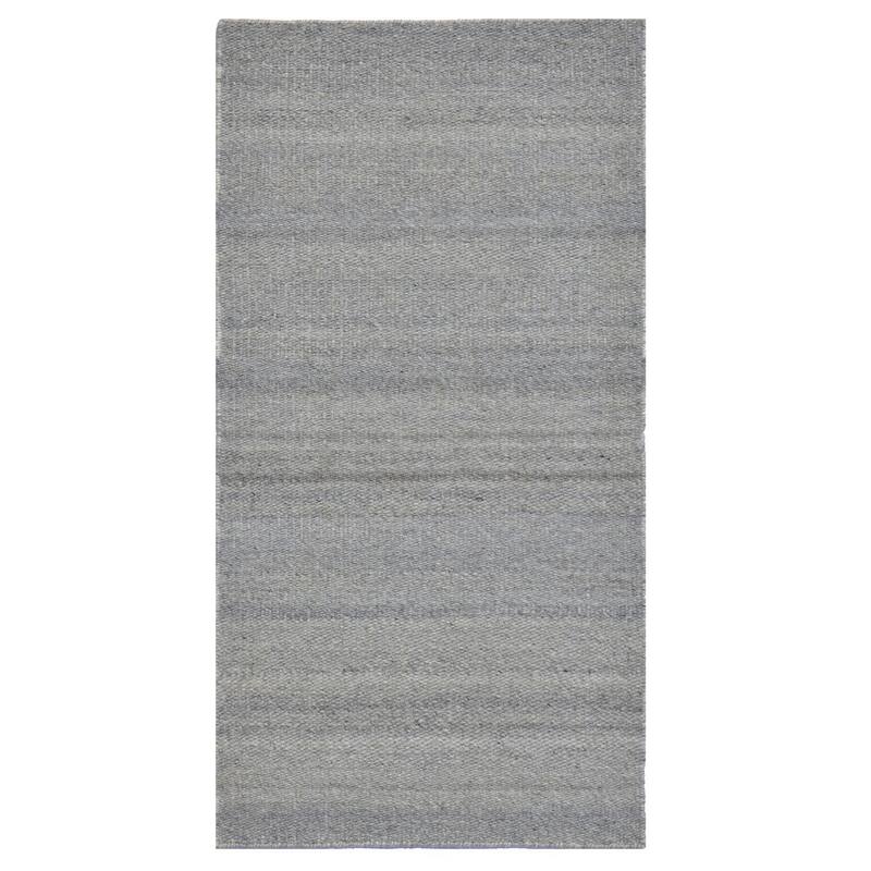 Gray Hand Woven Wool Viscose Modern Reversible Flat Weave 4' x 6' - Soft Brilliant Colors Affordable - N/A