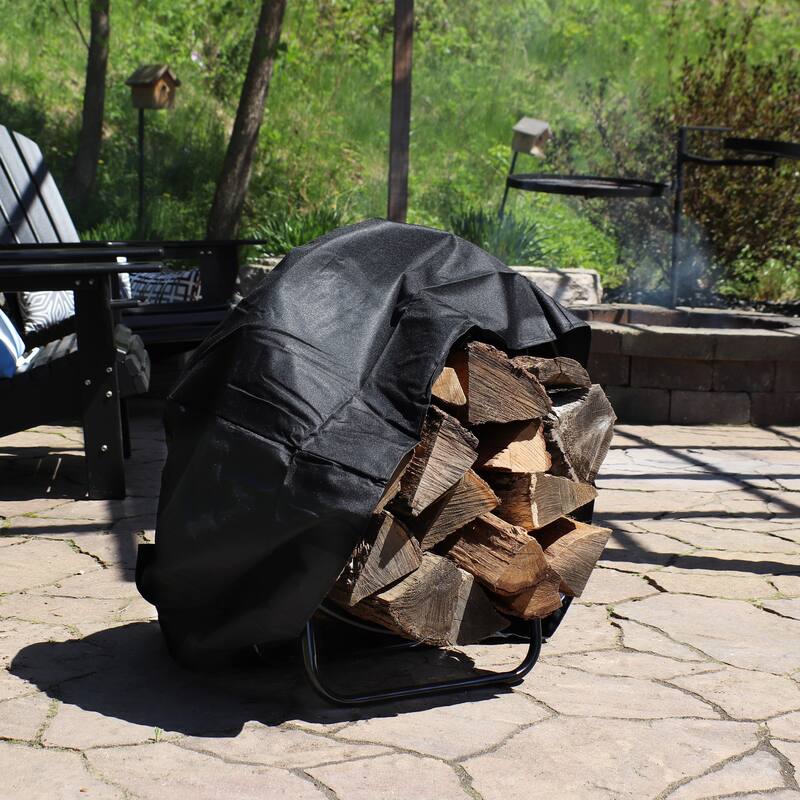 Sunnydaze Firewood Log Hoops and Covers - Multiple Options - 24 Inch - Log Hoop & Cover