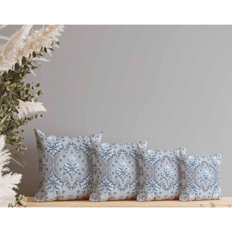 Art Deco Elegance Indoor/Outdoor Reversible Throw Pillow Blue and Brown