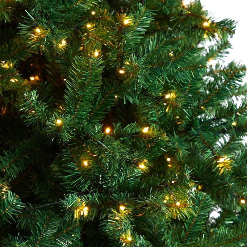 9ft. Slim Artificial Christmas Tree with 650 Clear LED Lights and 1860 Branches - Tall Elegant Holiday X-Mas Centerpiece