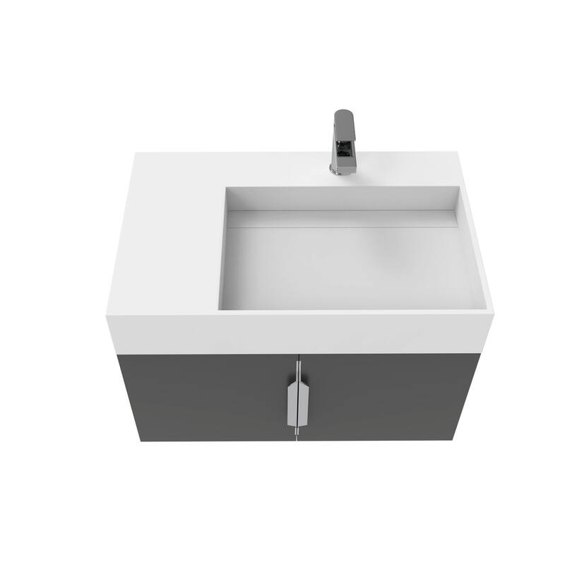Amazon 30" Wall Mounted Bathroom Right Basin Vanity Set w/ White Top