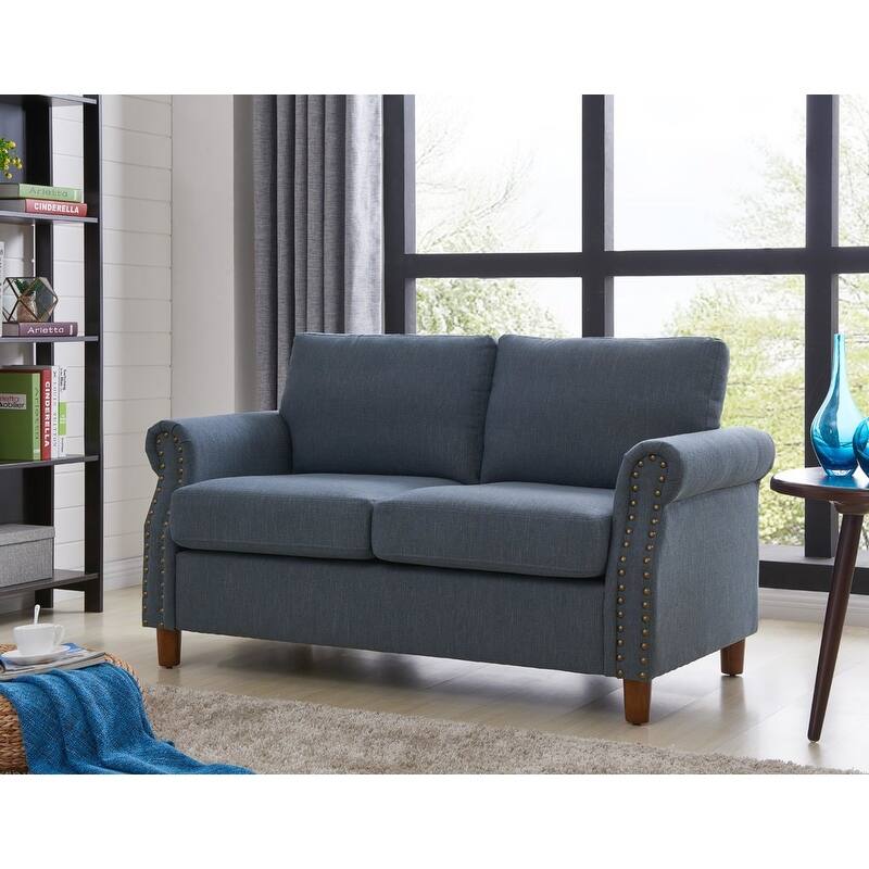US Pride Furniture Cowie Classic Nailhead Upholstered Loveseat