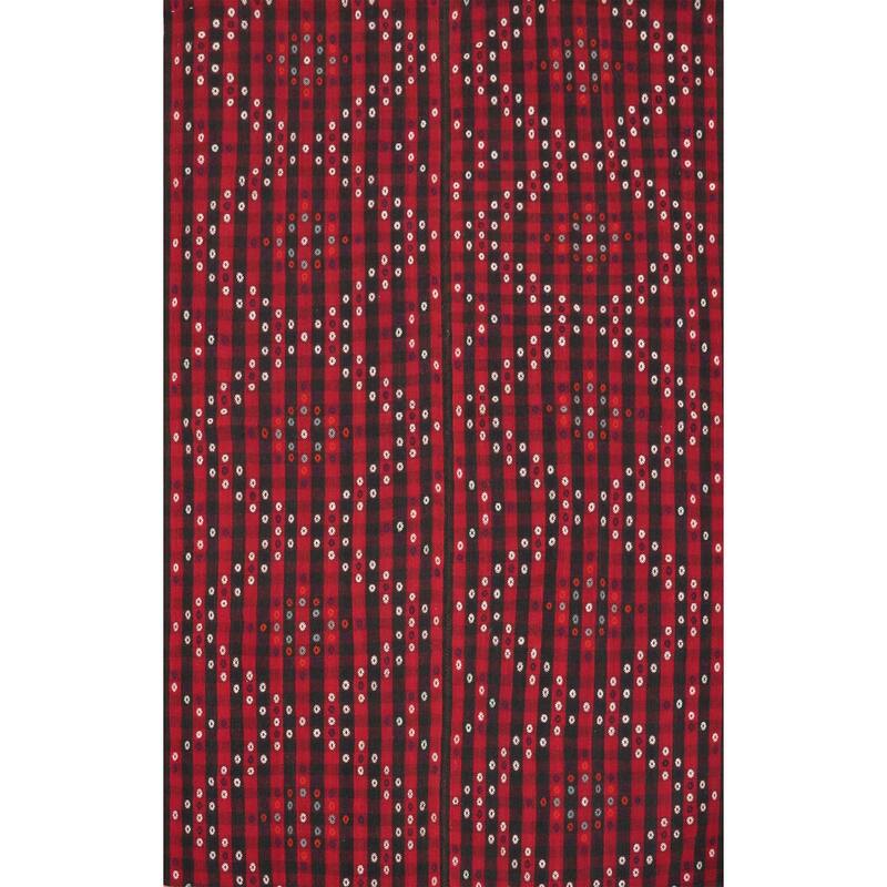 Hand Woven Oriental 100% Wool Carpet Southwestern Geometric Red Kilim Area Rug - 8' 3'' X 6' 3''