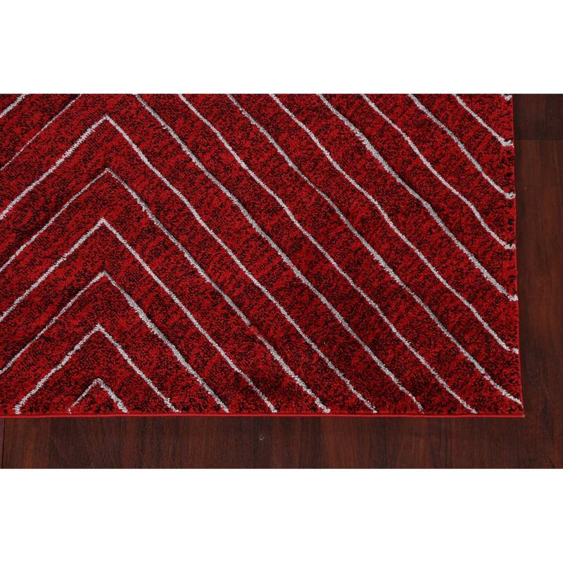 Red Chevron Style Transitional Oriental Turkish Rug Modern Carpet