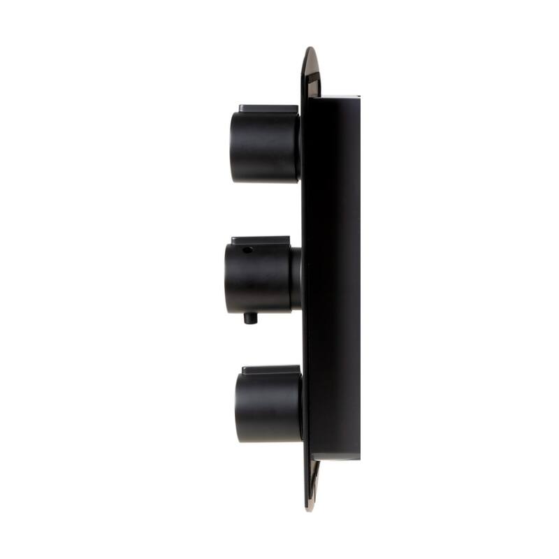 Black Matte 3-Way Thermostatic Valve Shower Mixer Round Knobs