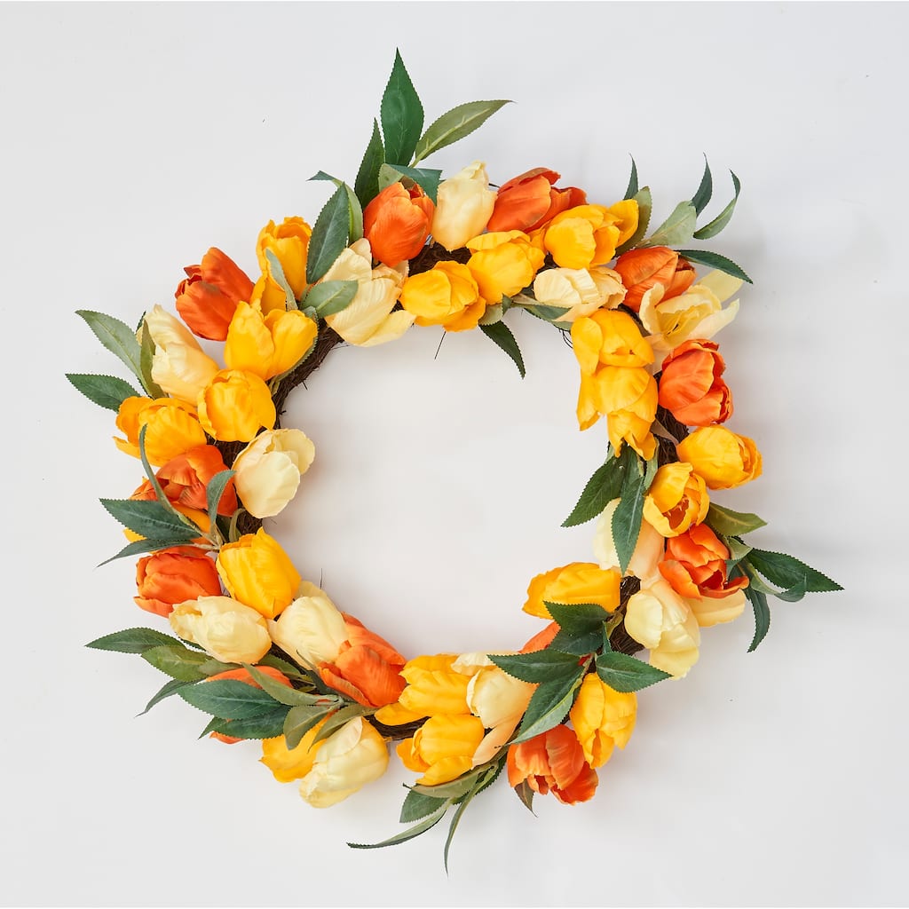 20" Tulip Wreath on Natural Twig Base - 20