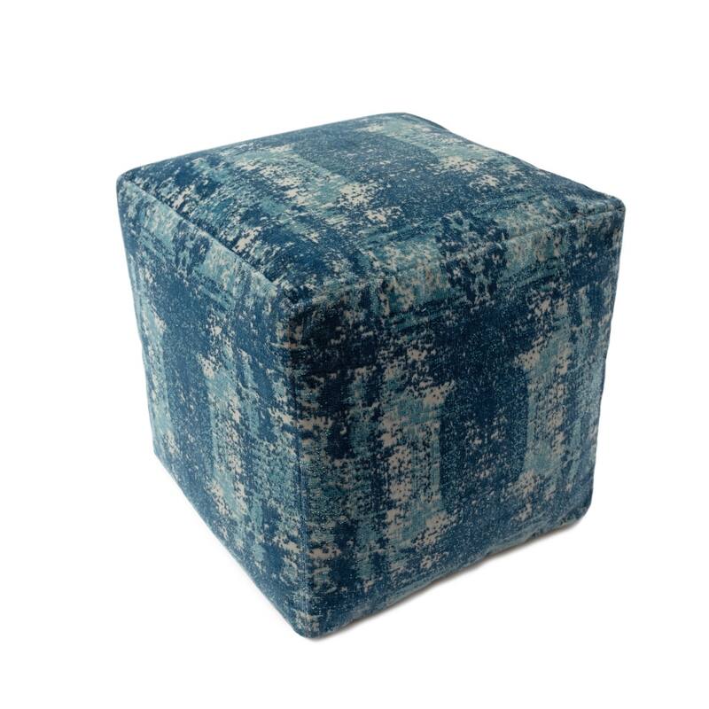 18" Abstract Pattern Pouf Ottoman Modern Upholstered Cube Seat for Living Spaces