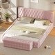 preview thumbnail 14 of 24, Queen Velvet Upholstered Bed and Ottoman Set for Luxurious Bedrooms Pink - Queen