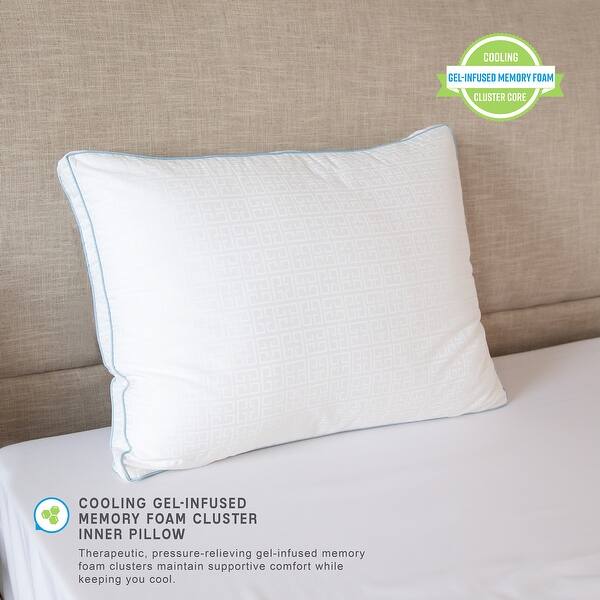 Shop Sensorpedic Gel Core Memory Foam Cluster And Gel Fiber Jumbo Bed Pillow White Overstock 31434760