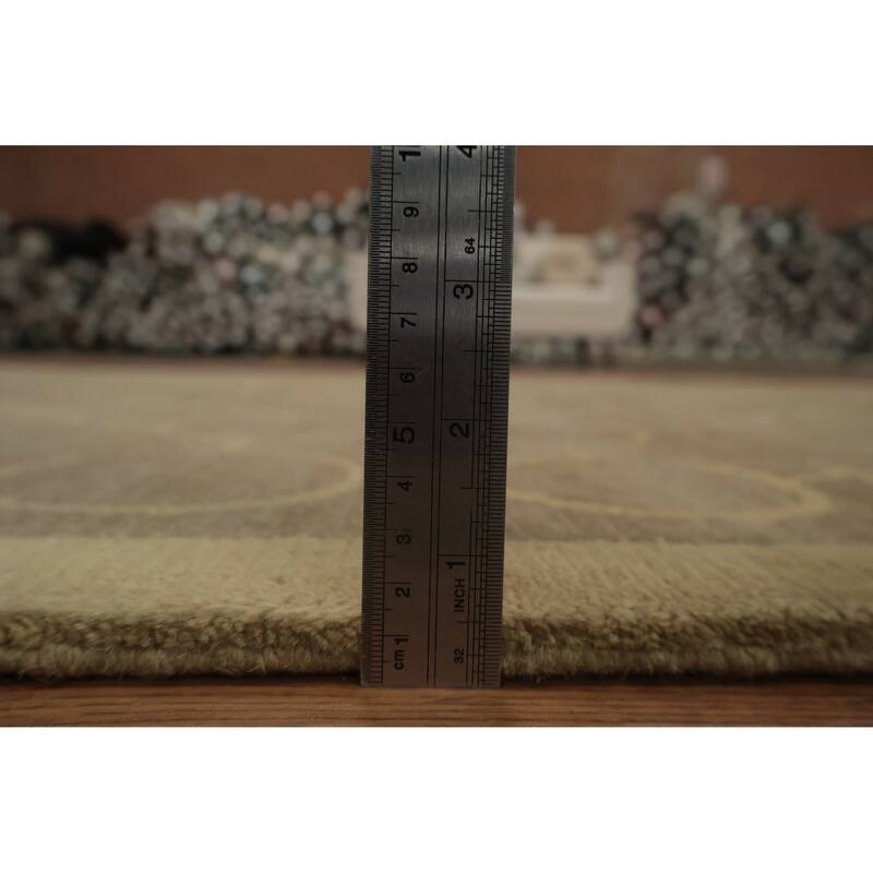 Hand Knotted Oriental 100% Wool Carpet Modern Geometric Brown Nepalese Area Rug - 8' 0'' X 5' 0''