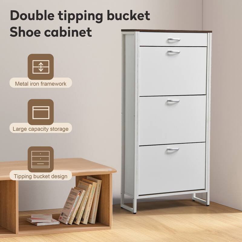Hidden Shoe Storage Cabinet with 3 Flip Drawers,1 Drawer for Entryway