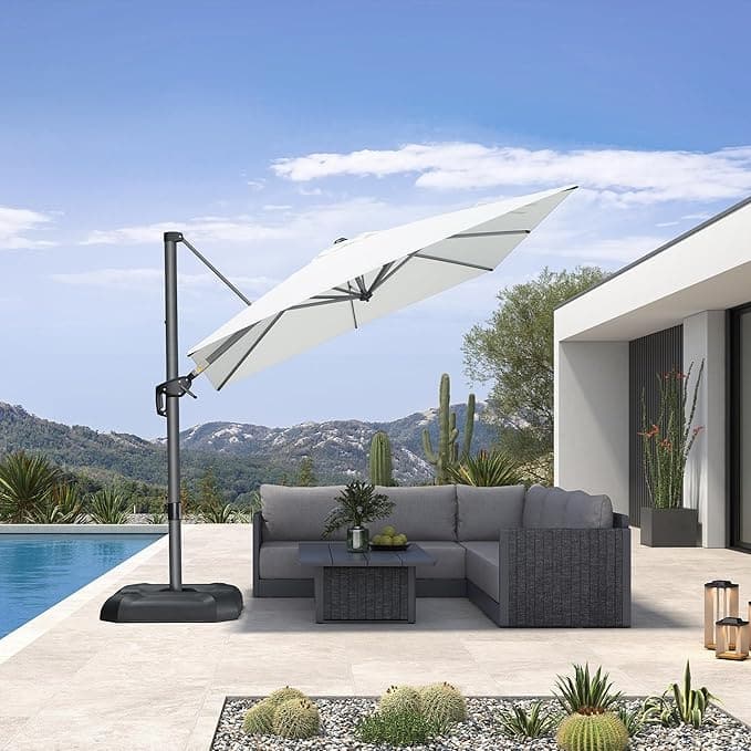 PURPLE LEAF 10 ft 360 Degree Rotation Patio Umbrella With Base