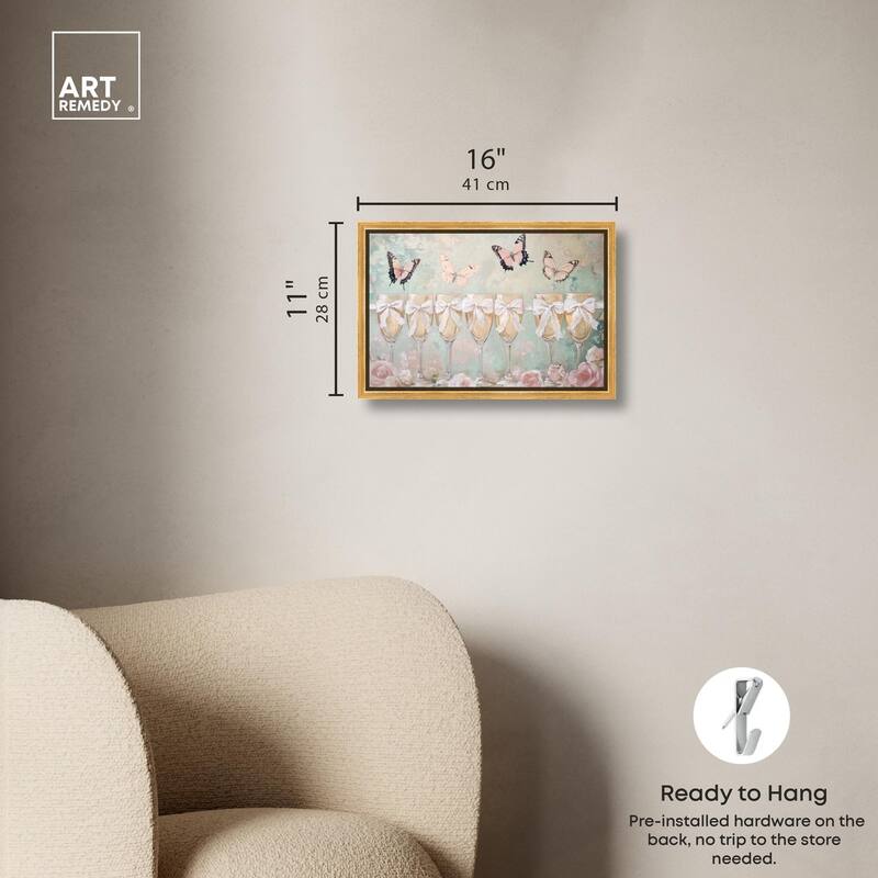Champagne Mint and Pink Glass Canvas by Art Remedy
