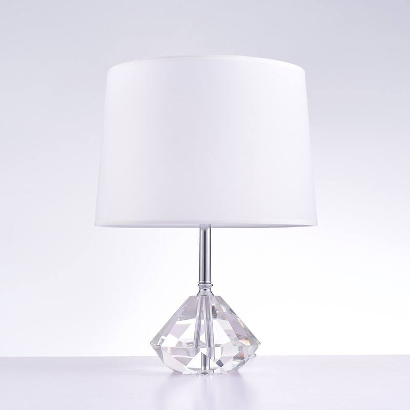 Pasargad Home Regal Collection Metal and Crystal Table Lamp Lights - W14.2"xH19.5" - White