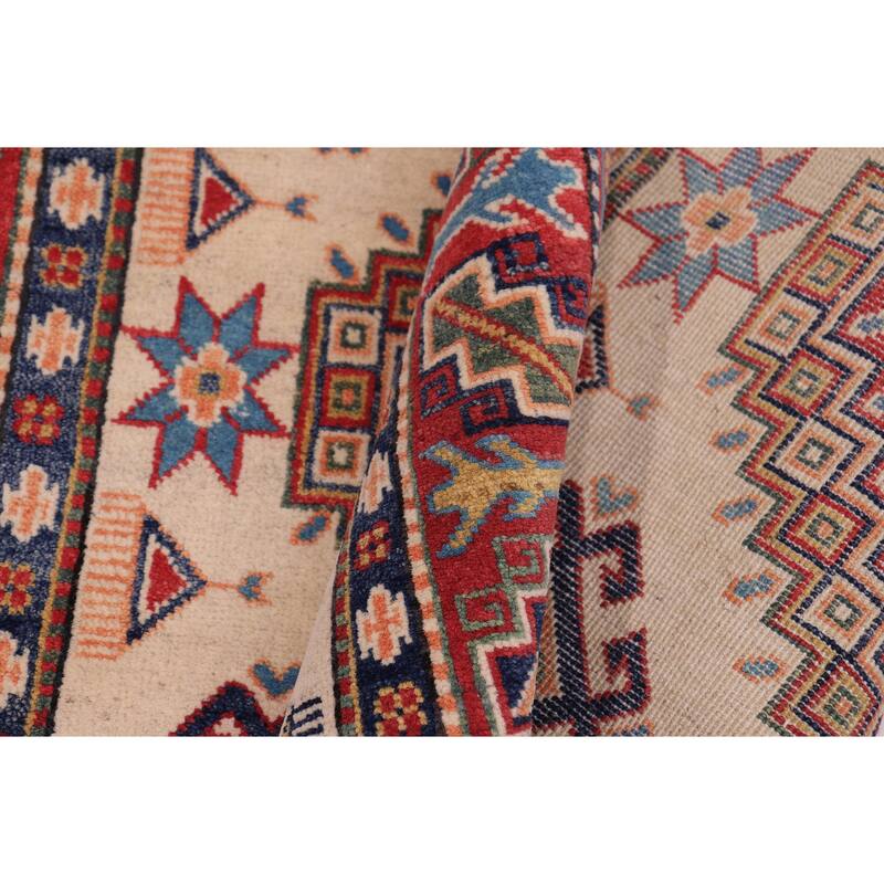 Tribal Kazak Emilia Beige/Red Wool Rug - 4'1'' x 6'4''