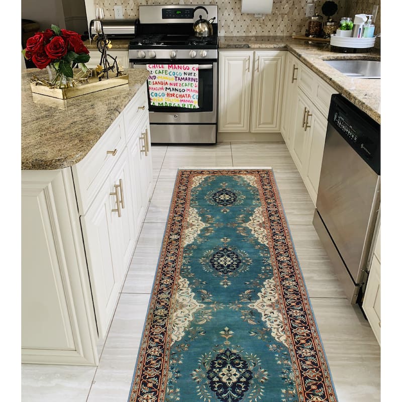 Distressed Basira Blue-Grey/Navy Runner - 2'6" x 10'0"