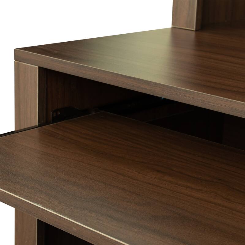 Spacious Home Office Computer Desk with Hutch, 2-Tier Shelf & 3 Drawers