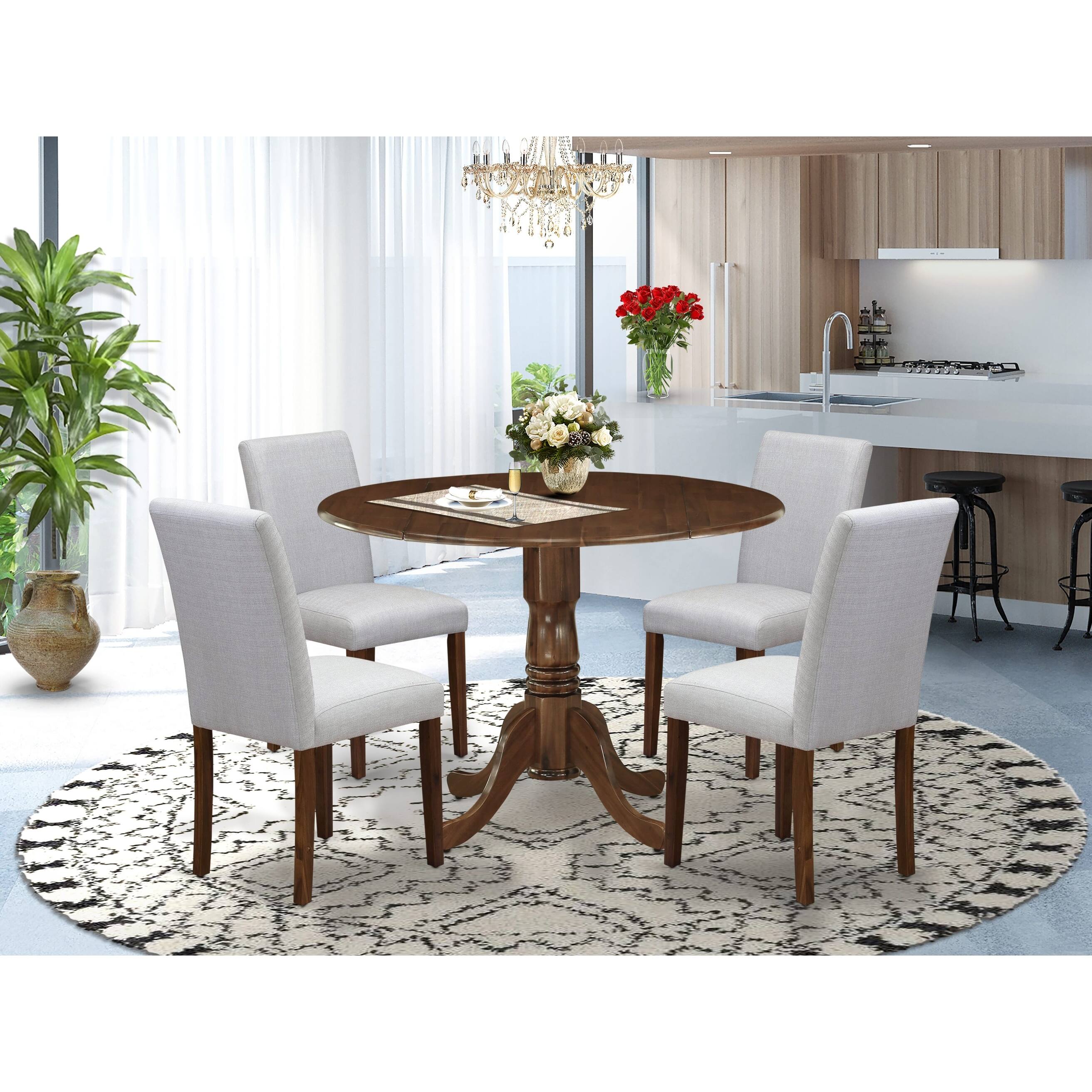 East West Furniture Dining Set Includes a Round Table and Upholstered