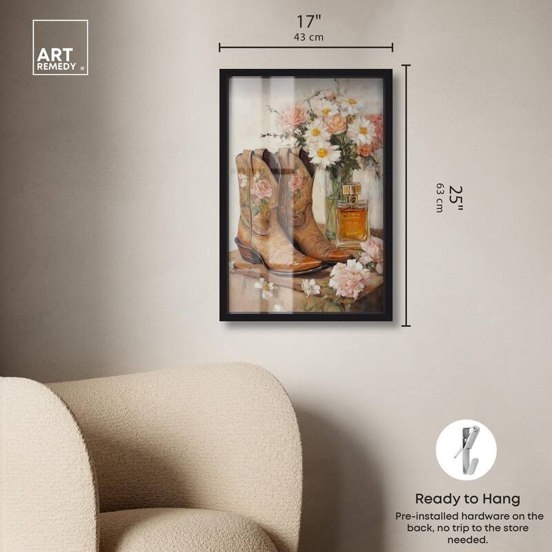 Delicate Floral Boots II Shadowbox by Art Remedy