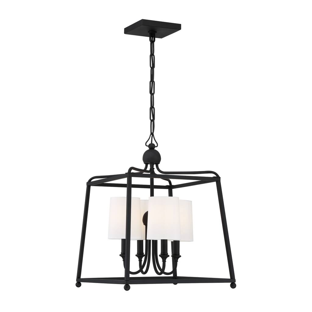 Libby Langdon for Crystorama Sylvan 4 Light Black Forged Chandelier - 16''W x 21''H