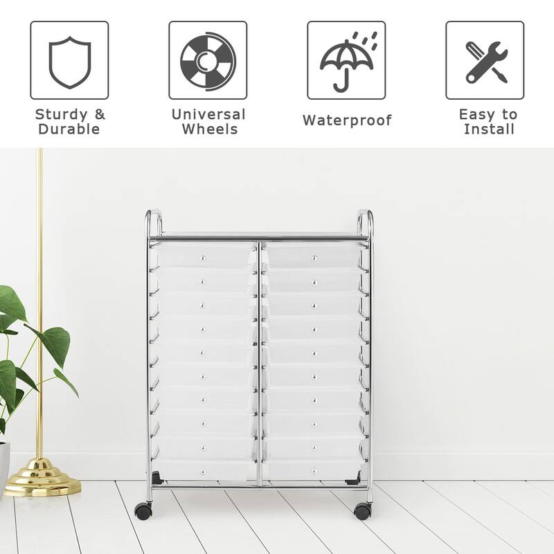 Costway 20 Drawers Rolling Cart Storage Scrapbook Paper Studio - See Details
