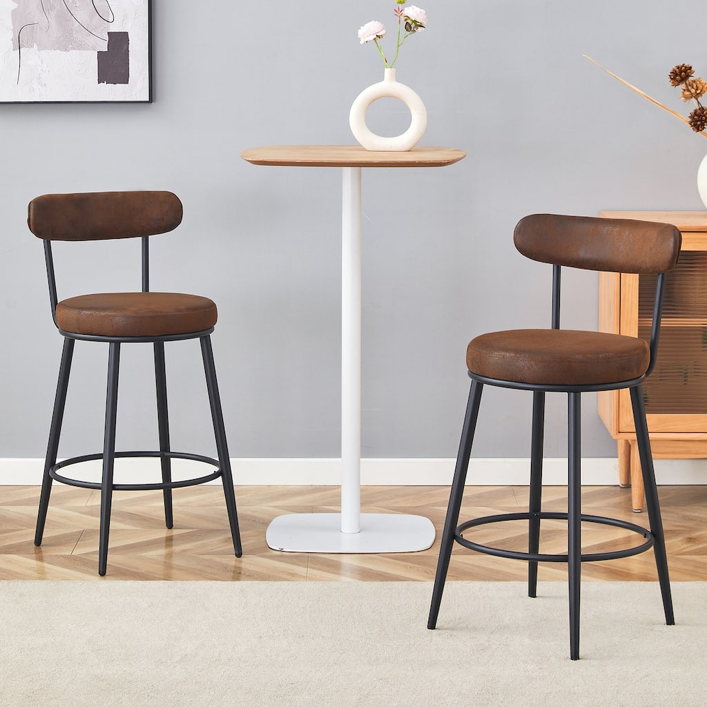 Two Sets Of Rrgonomic High Leg Bar Chairs,Technology Fabric Cushions,The Total Height Is 35.5 Inches