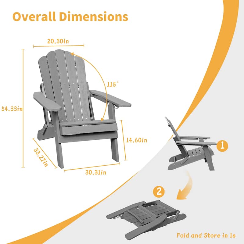 Clihome HIPS Folding Patio Adirondack Chair