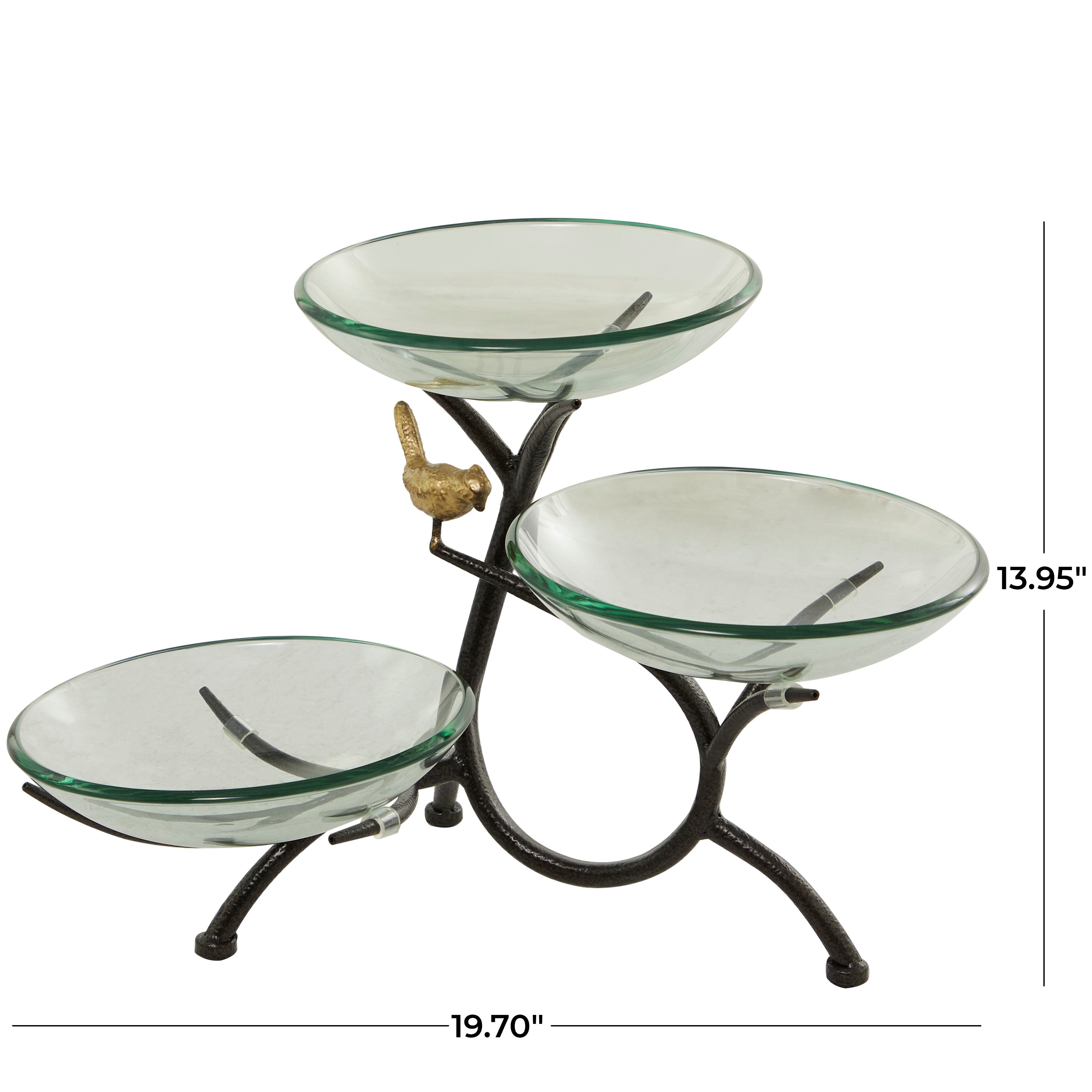Clear Glass 3 Tiered Kitchen Serving Bowl with Black Metal Branch Stand On Sale Bed Bath Beyond 37957306