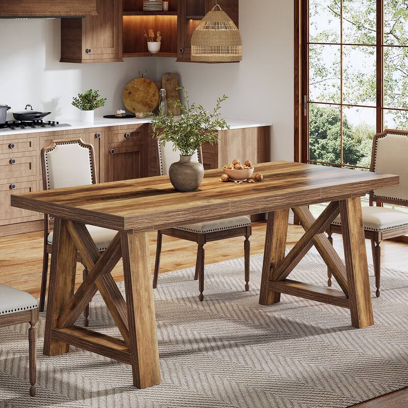 63 Inch Brown Dining Table for Kitchen / Dining Room / Living Room - 62.99" L x 31.5" W x 30.71" H