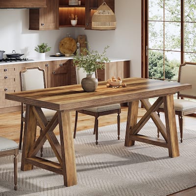 63 Inch Farmhouse Dining Table for Kitchen / Dining Room - 62.99" L x 31.5" W x 30.71" H