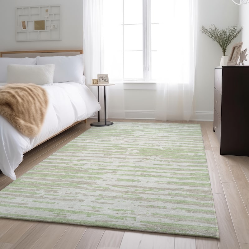 Premium Washable Super Soft Modern Scratches Mayfield Rug - Aloe - 9' x 12'