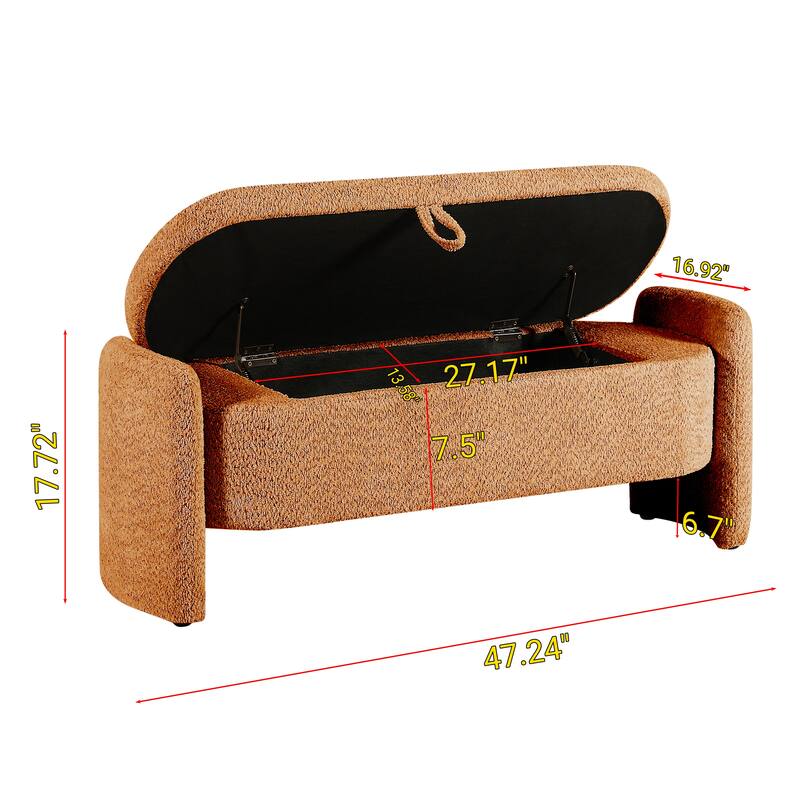 Modern Oval Storage Bench with Large Storage Space