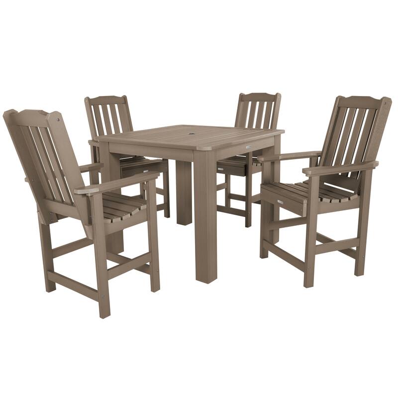 Lehigh 5-piece Outdoor Counter Height Dining Set - 42" x 42" Table - Woodland Brown