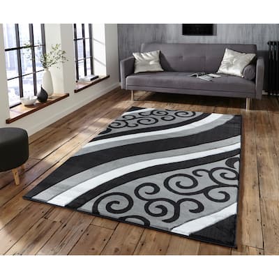 Glamour Grey/Black Polypropylene Area Rug