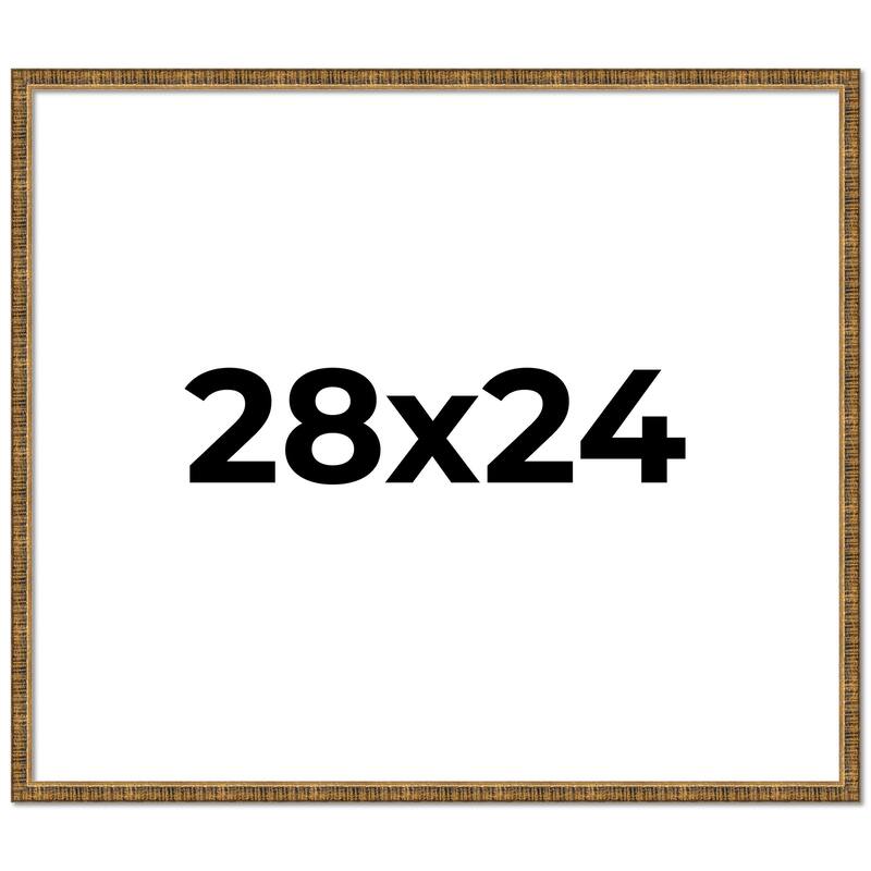 28x24 Frame Black Real Wood Picture Frame Kingsley Gold Distressed Photo Frame with UV Acrylic Foam Board Backing &