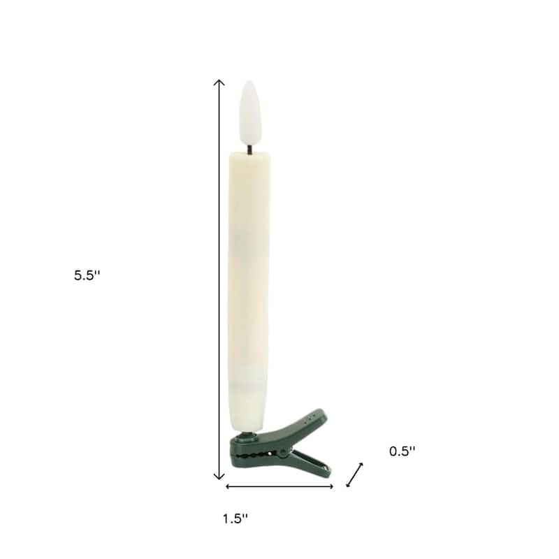 Set of Ten Beige Flameless Clip-On Christmas Taper Candles