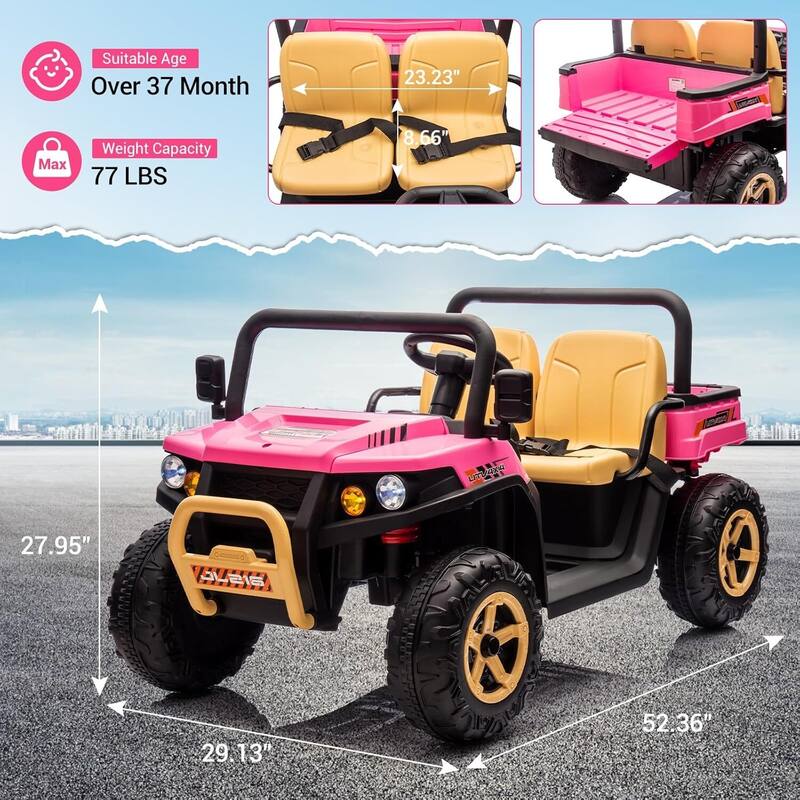 24V 2 Seater Ride On Dump Truck UTV Toy for Kids Best Gifts