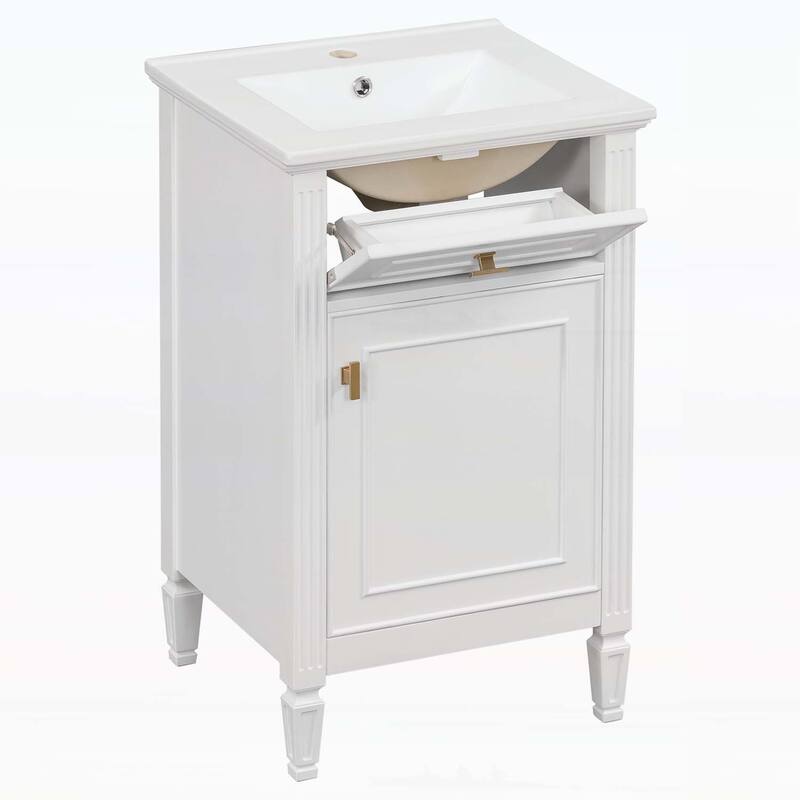 Freestanding Vanity Set with Adjustable Shelf,Tilt-Out Drawer