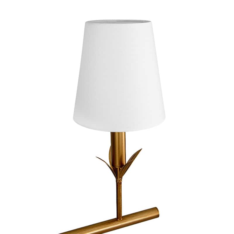 Mid-Century 5-Light Candle White Fabric Linear Island Pendant
