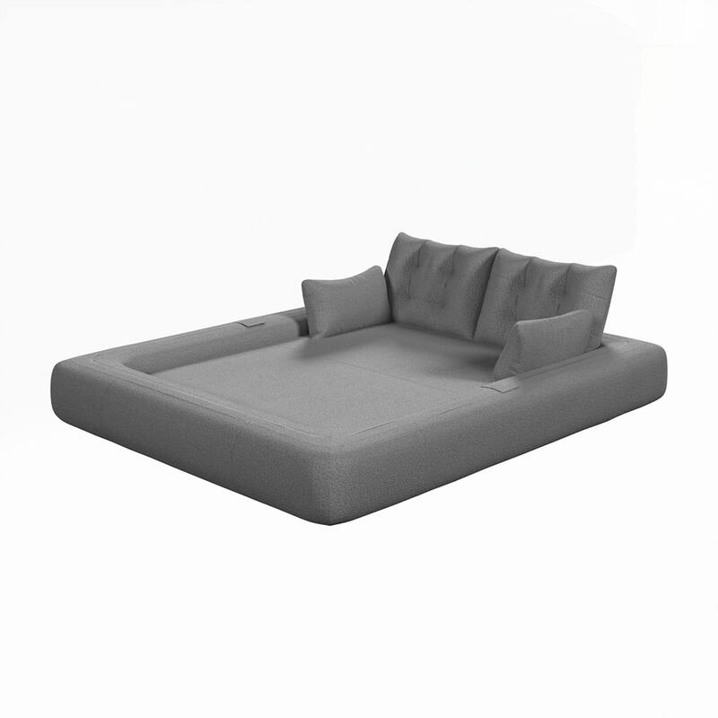3-in-1 Teddy Fabric Foam-Filled Sleeper Sofa Bed