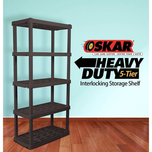 slide 1 of 11, Oskar Heavy Duty 5-Tier Interlocking Storage Shelf, Black - N/A